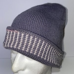 Lavender Vintage Wool Chunky Warm Winter Pastel Beanie Made in USA
