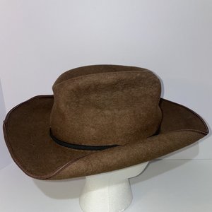 Car-Lop Vintage Cattlemen Taco Brown Felt Cowboy Hat Size 6 7/8