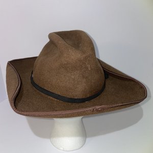 Car-Lop Vintage Cattlemen Taco Brown Felt Cowboy Hat Size 6 7/8