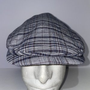 Stefano Italy Gray Tartan Flat Cap Size 60