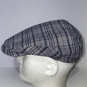 Stefano Italy Gray Tartan Flat Cap Size 60