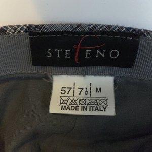 Stefano Italy Gray Tartan Flat Cap Size 60