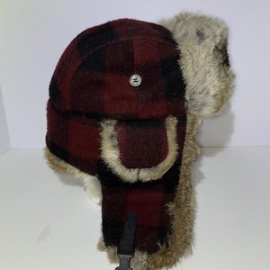 Mad Bomber Rabbit Fur Red Plaid Trapper Hat Size XL