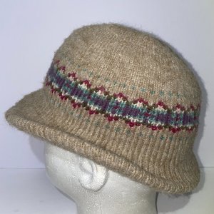 Fair Isle Knitted Wool Tan Vintage Fedora Size 6 3/4