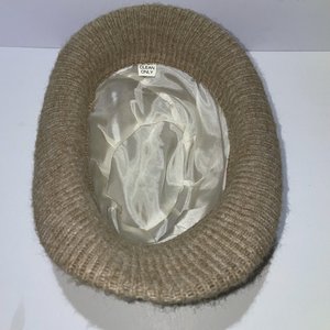 Fair Isle Knitted Wool Tan Vintage Fedora Size 6 3/4