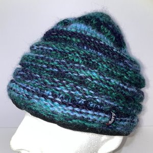 Sherpa Adventure Gear Blue & Black Aztec Wool Knit Beanie Made in Nepal