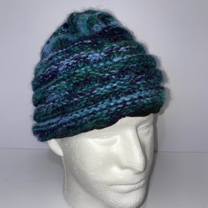 Sherpa Adventure Gear Blue & Black Aztec Wool Knit Beanie Made in Nepal