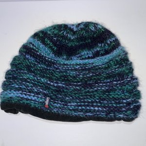 Sherpa Adventure Gear Blue & Black Aztec Wool Knit Beanie Made in Nepal