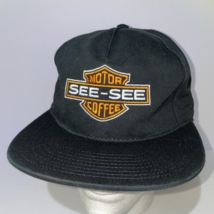 See See Motor Coffee Skateboarding Black Vintage Baseball Cap