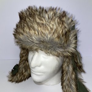 Mad Bomber Olive Green Faux Fur Trapper Hat Size L