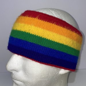 Rainbow Wool Knit Nostalgic Ear Warmer Headband Made in USA