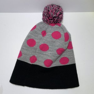 US Polo Assn Pink Polka Dot Pom-Pom Beanie