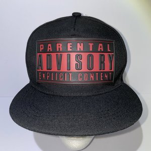 Damp Lush Parental Advisory Snapback Hat Rubber Graphic Black Explicit Content