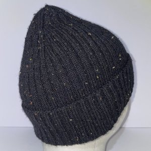 Grundens Charcoal Black Chunky Wool Knit Cuffed Beanie