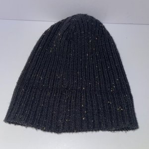 Grundens Charcoal Black Chunky Wool Knit Cuffed Beanie