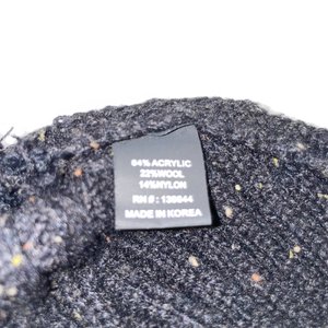 Grundens Charcoal Black Chunky Wool Knit Cuffed Beanie