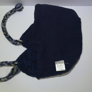 Fair Isle Tasseled Blue Wool Knit Ski Cap Made in Nepal