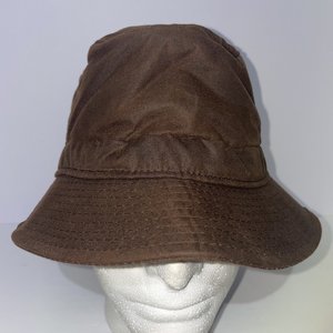 Hats of Ireland Castlebar Brown Waxed Cotton Feathered Bucket Hat Size 58