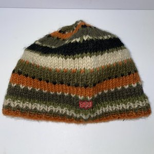 Sherpa Gear Wool Knit Striped Aztec Green Beanie