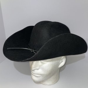 Bullhide Hats 6X Boulder Felt Black Cattleman Curled Cowboy Hat Size 7 1/2