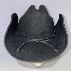 Bullhide Hats 6X Boulder Felt Black Cattleman Curled Cowboy Hat Size 7 1/2
