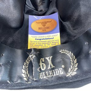 Bullhide Hats 6X Boulder Felt Black Cattleman Curled Cowboy Hat Size 7 1/2