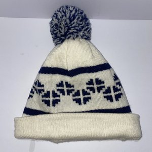 Cathy Jean Originals Vintage Snowflake Wool Pom-Pom Beanie Made in USA