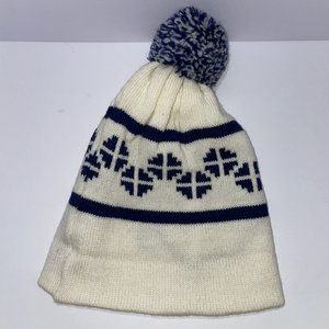 Cathy Jean Originals Vintage Snowflake Wool Pom-Pom Beanie Made in USA