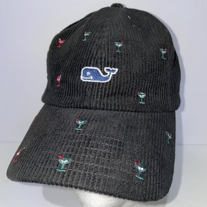 Vineyard Vines Black All-Over Corduroy Baseball Cap
