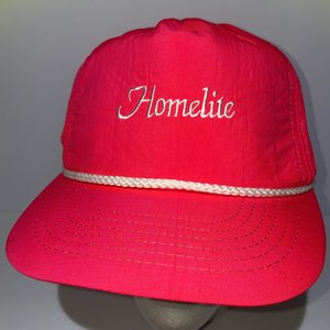 Homelite Neon Pink Drawstring Vintage Blockhead Cap Made in USA