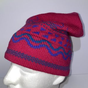 Eddie Bauer Pink & Blue Fair Isle Vintage Wool Beanie