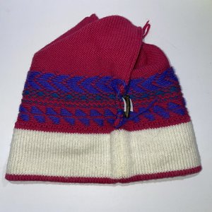 Eddie Bauer Pink & Blue Fair Isle Vintage Wool Beanie