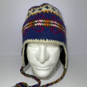 Nepali Authentic Aztec Wool Tasseled Fleece Ski Cap