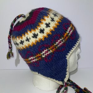 Nepali Authentic Aztec Wool Tasseled Fleece Ski Cap