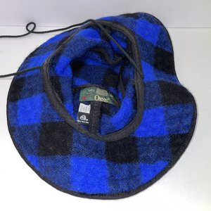 Orvis Vintage Wool Blue Plaid Boonie Bucket Hat Size L Made in New Zealand
