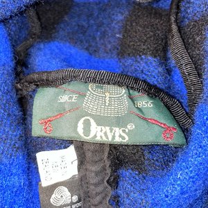 Orvis Vintage Wool Blue Plaid Boonie Bucket Hat Size L Made in New Zealand