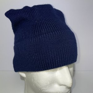 Dark Blue Vintage Wool Knit Beanie Made in USA
