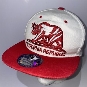 Pitbull California Republic Red & White Snapback Cap