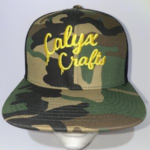 Calyx Crafts Marijuana Woodland Camo Snapback Trucker Cap