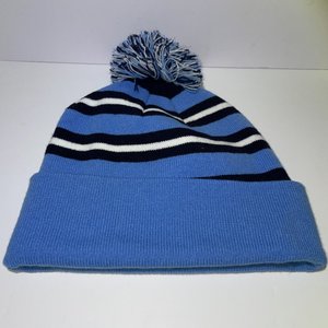 Cross Water Golf Course Beanie Pom-Pom Striped Blue