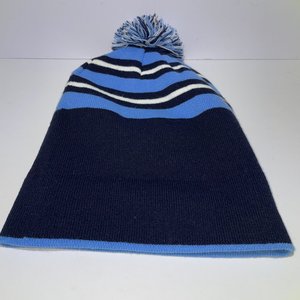 Cross Water Golf Course Beanie Pom-Pom Striped Blue
