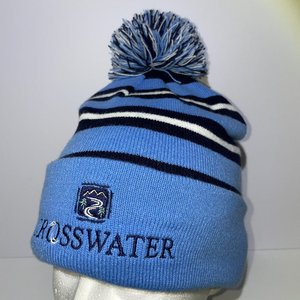 Cross Water Golf Course Beanie Pom-Pom Striped Blue