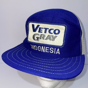 Vetco Gray Indonesia Oil Vintage Trucker Hat Blue KC Caps