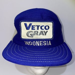 Vetco Gray Indonesia Oil Vintage Trucker Hat Blue KC Caps