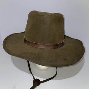 Dorfman Pacific Oilskin Olive Green Vintage Outback Hat Size L