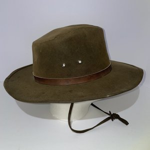 Dorfman Pacific Oilskin Olive Green Vintage Outback Hat Size L