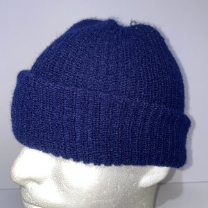 Dock Worker Vintage Dark Blue Chunky Knit Cuffed Beanie USA