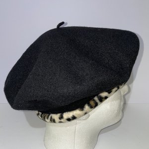 Basque Wool Cheetah Print Beret Size M/L