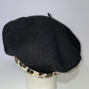 Basque Wool Cheetah Print Beret Size M/L