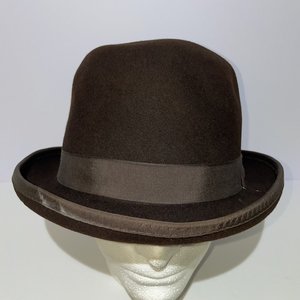 Morfelt Vintage Wool Felt Brown Derby Bowler Hat Size 7 1/2
